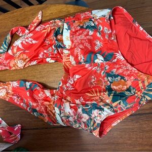 Modcloth orange and floral swimsuit Size XL